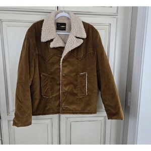 Vtg Corwin Sherpa Lined Rancher Coat Men's M Western Yoked Burnt Caramel Honey